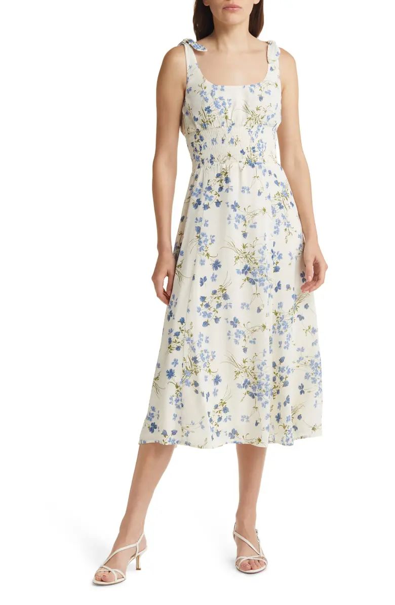 Darby Floral Print Tie Strap Midi Dress | Nordstrom