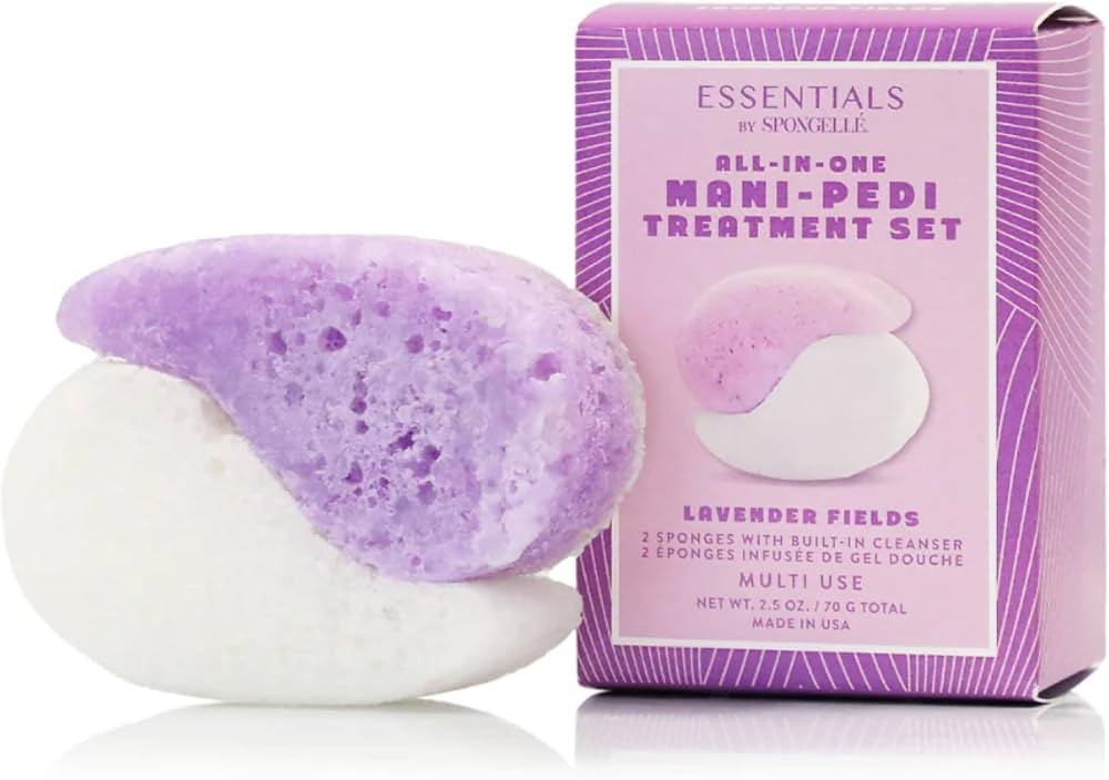 Spongellé Essentials Lavender Fields Mani/Pedi Buffer | Exfoliating Foot & Nail Scrub | Cleanse,... | Amazon (US)