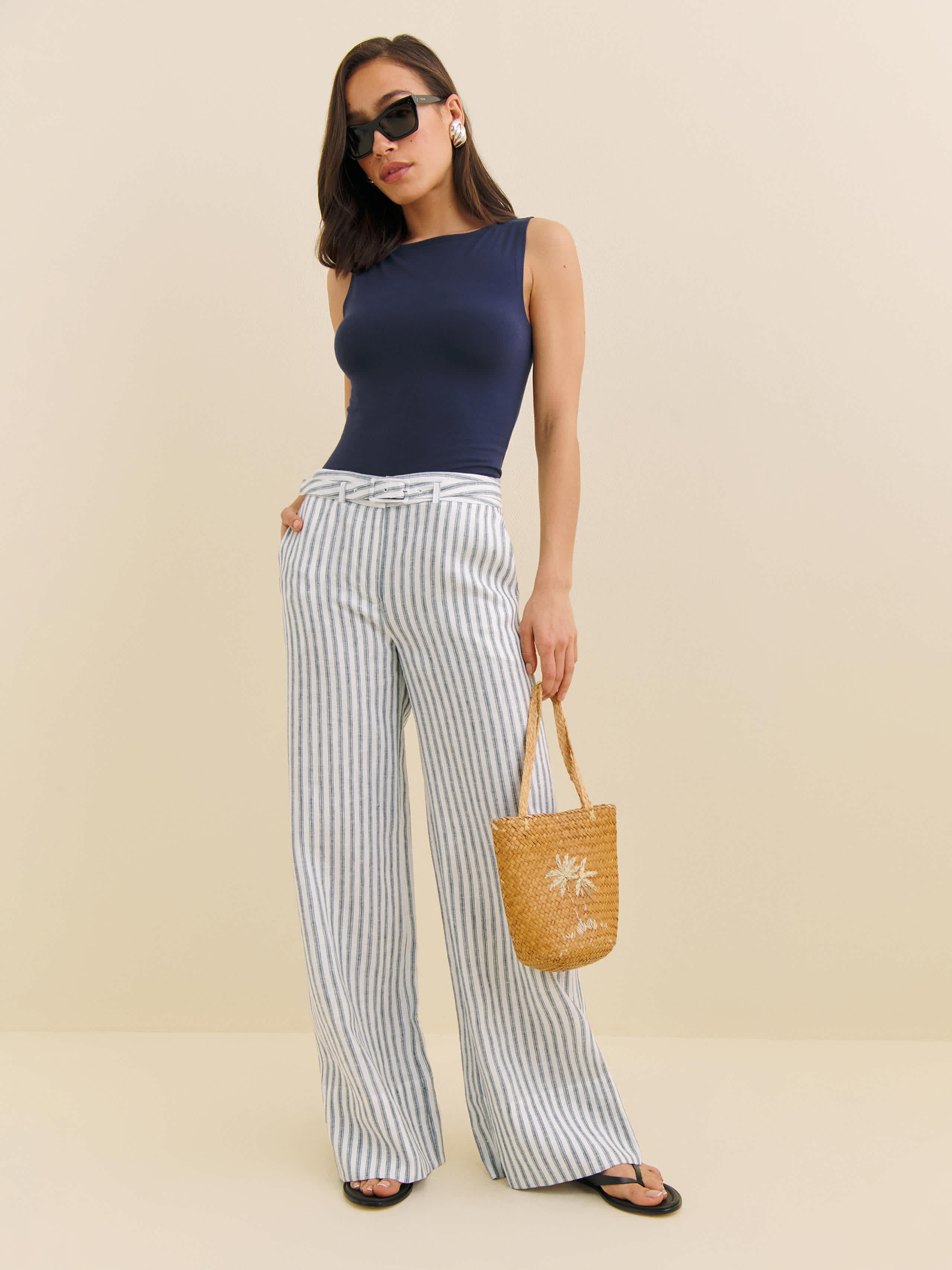 Banks Linen High Rise Wide Leg Pant | Reformation (Global)