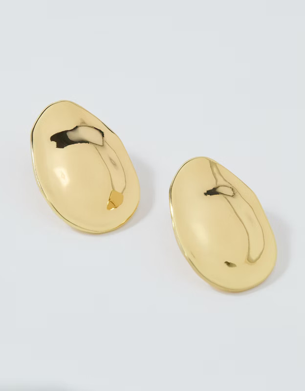 Aerie Oval Hammered Jumbo Earrings | American Eagle Outfitters (US & CA)