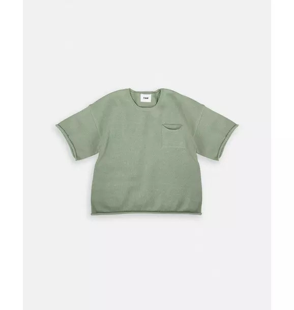 Boxy Cotton Tee Pocket - Sage | Janie and Jack