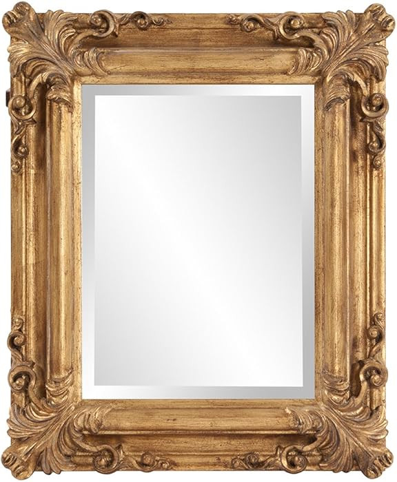 Howard Elliott Collection Edwin Hanging Rectangular Wall Mirror, Rustic Antique Gold Framed Decor... | Amazon (US)