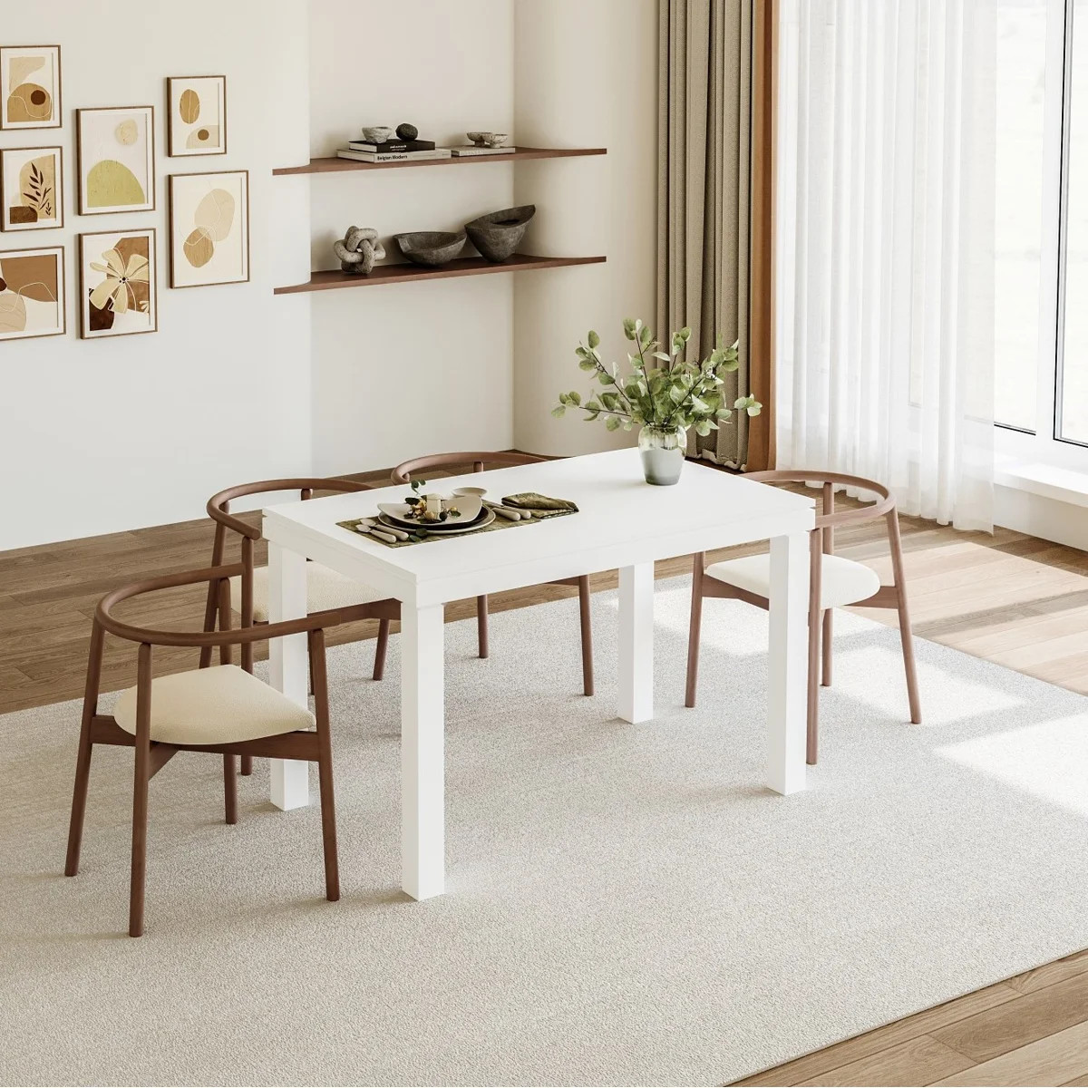 47 inch High Gloss Dining Table, White Gloss 1.57 inch Thick Kitchen Table | Wayfair North America