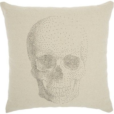 20"x20" Oversize Life Styles Printed Skull Square Throw Pillow Natural - Mina Victory | Target
