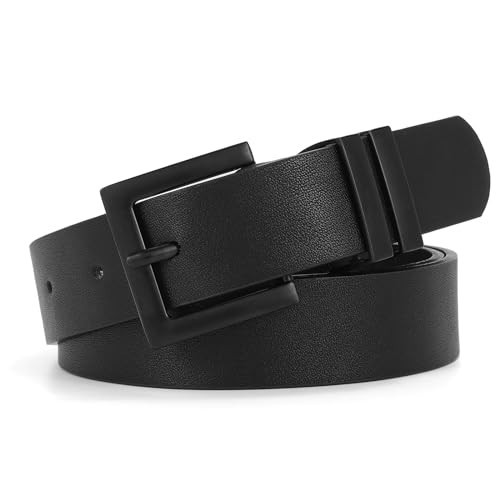 Women's Leather Belt for Jeans Pants Dresses Fashion Ladies Belt Black Waist Belt for Women,Black,L | Amazon (US)