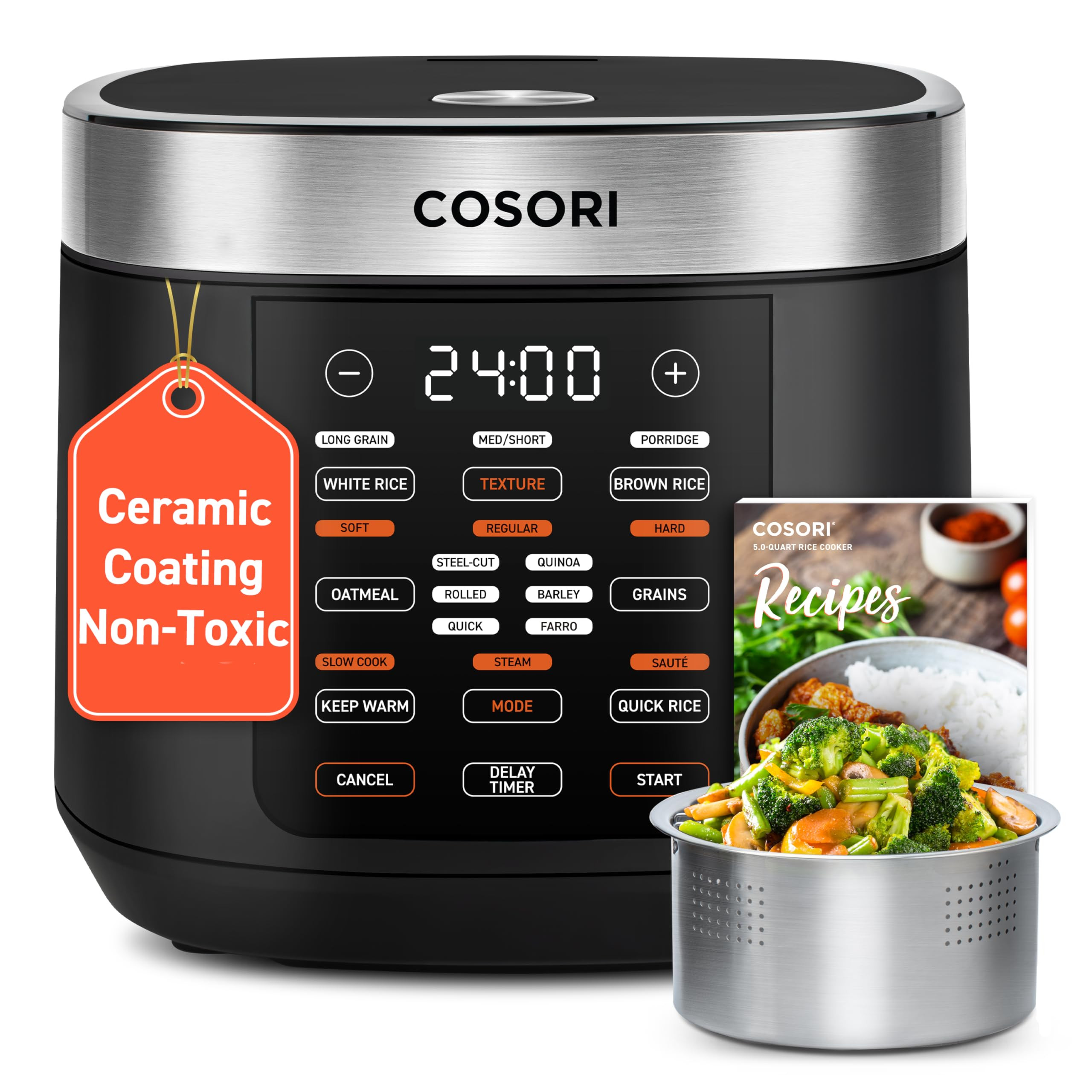 COSORI Rice Cooker 10 Cup, 24h Keep Warm, 18 Functions Fuzzy Logic Rice Maker with Stainless Stee... | Amazon (US)