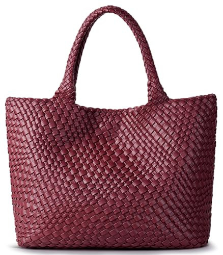 JOTOFIT Woven Tote Bag for Women, Fashion Top Handle Shoulder Bag Soft Vegan Leather Large Woven Purse Bag | Amazon (US)