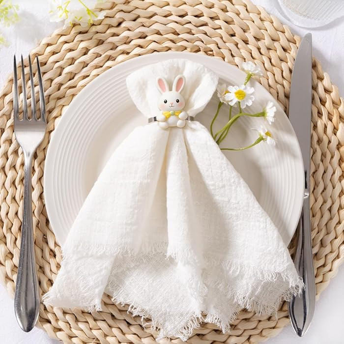 MLMC 6 Pack Ivory White Cloth Napkins with Fringe Boho Linen Napkins Washable Reusable Rustic Din... | Amazon (US)
