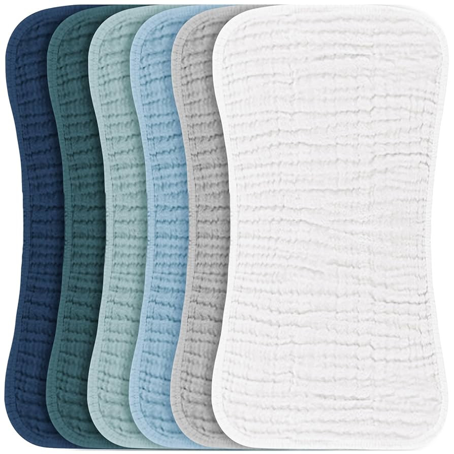 Konssy Muslin Baby Burp Cloths Sets for Unisex- 6 Pack Large 100% Cotton Burping Clothes for Newb... | Amazon (US)