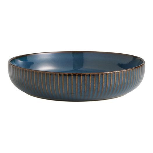 Blue Reactive Glaze Ribbed Low Bowl by World Market | World Market