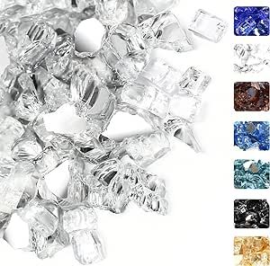 Hisencn Fire Glass 1/2 Inch - Ultra White Reflective Tempered Fire Glass Rocks for Fire Pit, Outd... | Amazon (US)
