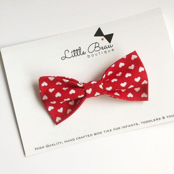 Red Hearts Bow Tie valentines Day Bow Tie  Red With White | Etsy Canada | Etsy (CAD)
