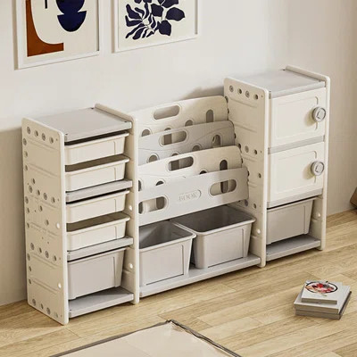 Honaker Toy Storage Organizer Removable Toy Bins, 4-Tier Book organizers Storage and 2 cabinet storage | Wayfair North America