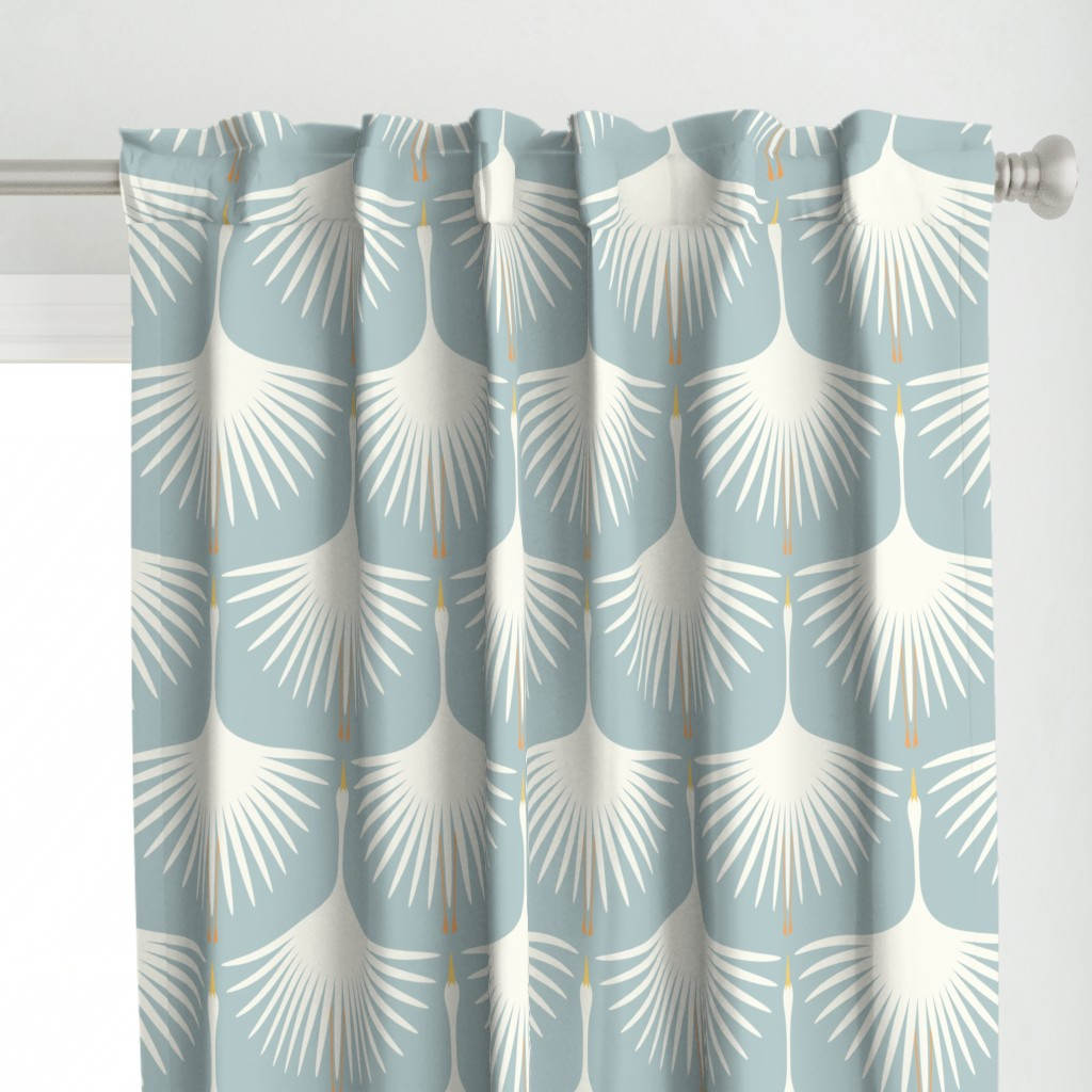 Art Deco Swans - Gossamer Blue  Curtain Panel bykaterhees | Spoonflower