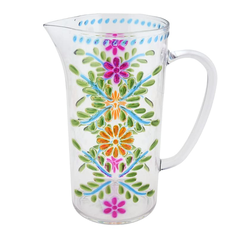 Acrylic Multicolor Embossed Clear Pitcher | At Home