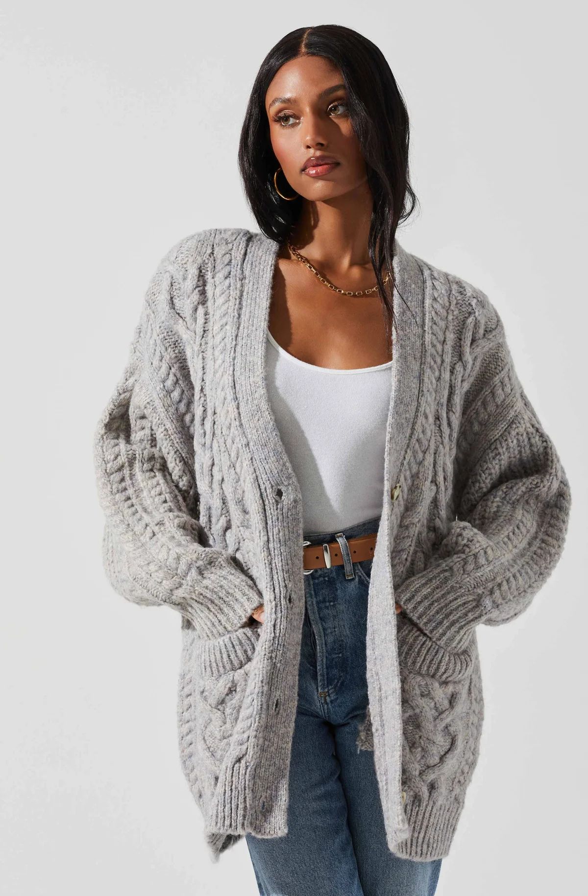 Charli Cable Knit Oversized Cardigan Sweater | ASTR The Label (US)
