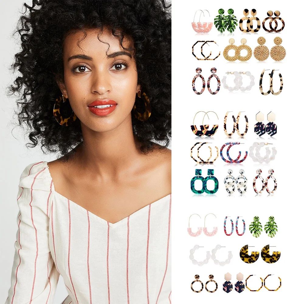 Fyeme Acrylic Earrings Statement Women Drop Bohemian Hanging Set Wedding Party Jewelry 8pcs | Walmart (US)