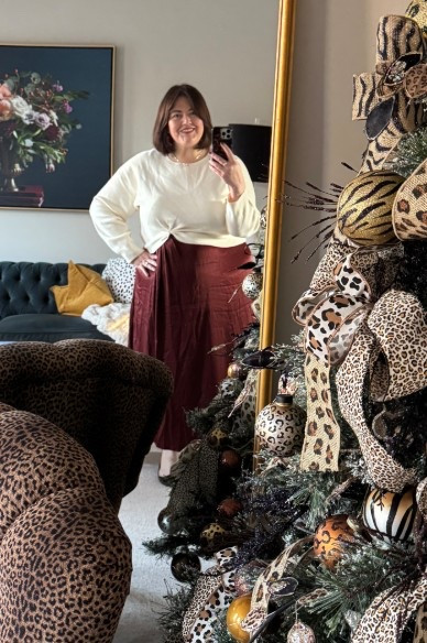 One of my Christmas trees covers my selfie mirror, so this is just a little peek of the dress that I love wearing to work- it’s so comfortable and is a twofer, so truly throw on and go. I have it in multiple colors and they always get compliments. Get 30% off shopping 11/20-23 through this post 

#LTKPlusSize #LTKOver40