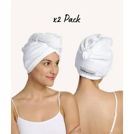 Turbie Twist Microfiber Hair Towel Wrap - 2 Pack - For Women, Men & Kids - Travel & Bathroom Essential - Quick Dry Hair Turban for Curly, Long & Thick Hair (Mermaid) | Walmart (US)