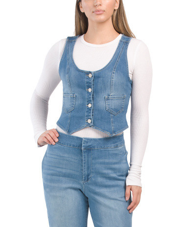 Rex Denim Western Cropped Vest for Women | Polyester/Spandex/Rayon | Marshalls
