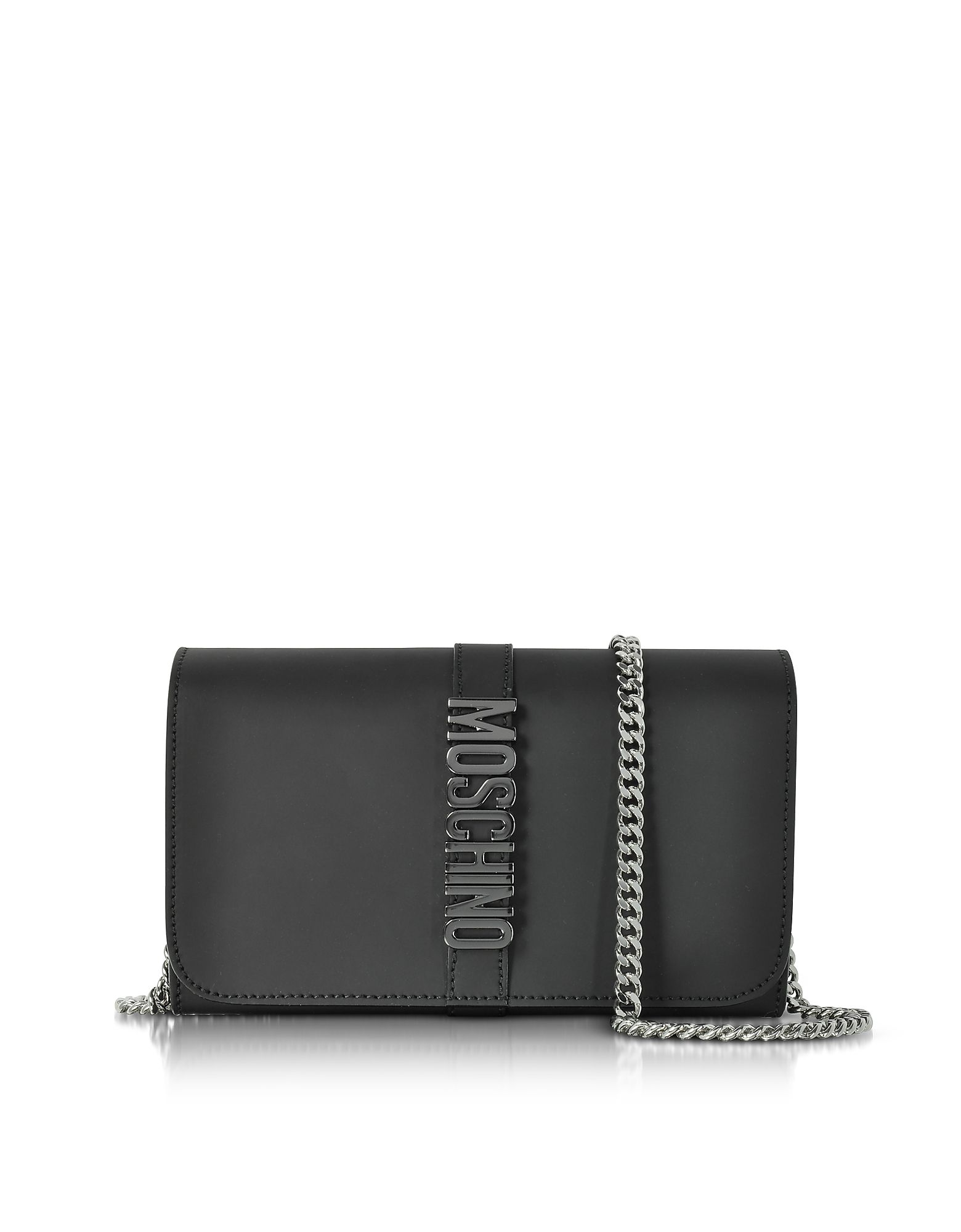 Moschino Black Leather Wallet w/Chain Strap | Forzieri US & CA