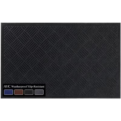 A1HC Durable Multi Purpose Polypropylene Rubber Door Mat, 36"X60" Indoor Outdoor All Weather Doormat, Checkered Charcoal | Target