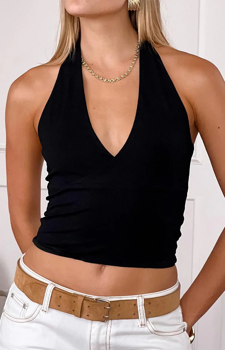 Amora Black Crop Top US 0 | Beginning Boutique (US)