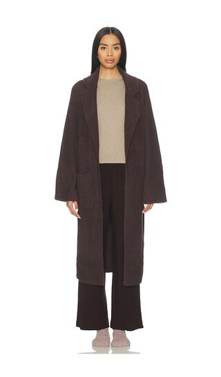 Barefoot Dreams CozyChic Cotton Rib Long Coat in Brown. - size S/M | Revolve Clothing (Global)