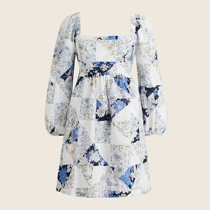 Squareneck cotton voile dress in patchwork floral | J.Crew US