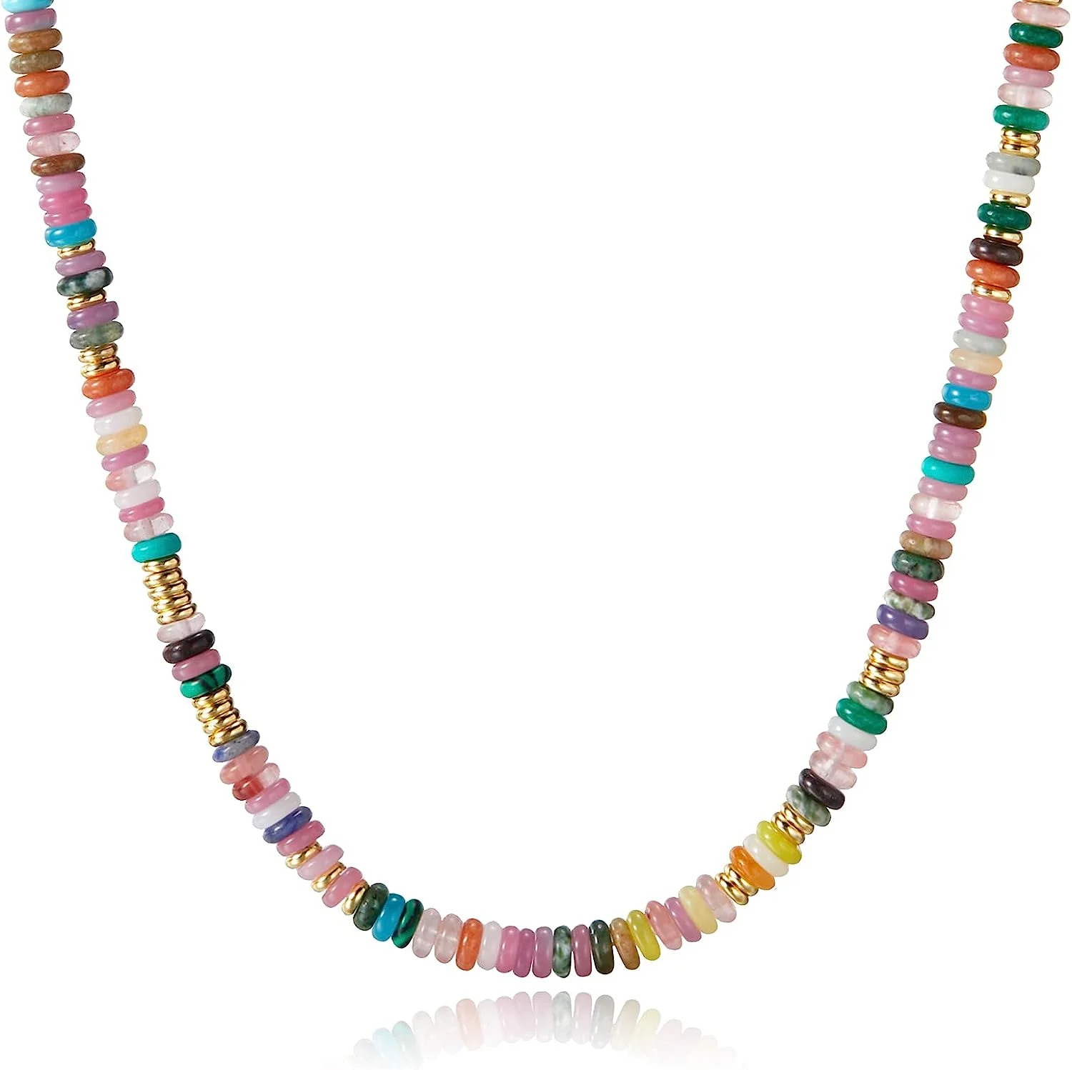Boho Beaded Choker Necklace for Women, Gemstone Necklace Natural Stone Freshwater Pearl Surfer Ne... | Walmart (US)