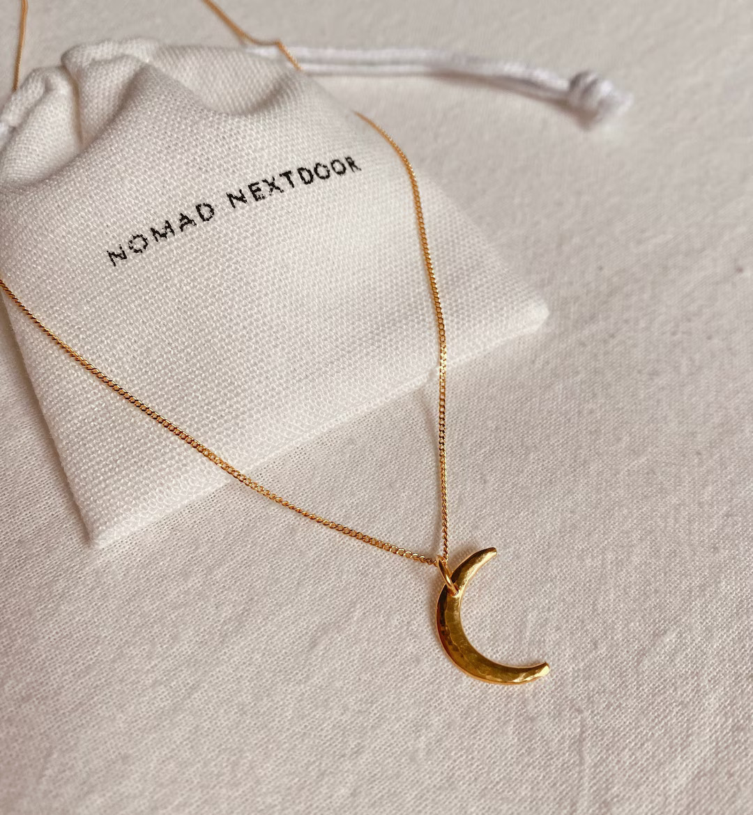 Gold Moon Necklace, Crescent Moon Necklace, Dainty Moon Charm, Moon Jewelry, Boho Necklace, Half ... | Etsy (US)