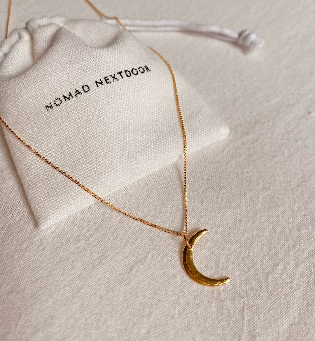 Gold Moon Necklace Crescent Moon Necklace Dainty Moon Charm - Etsy | Etsy (US)