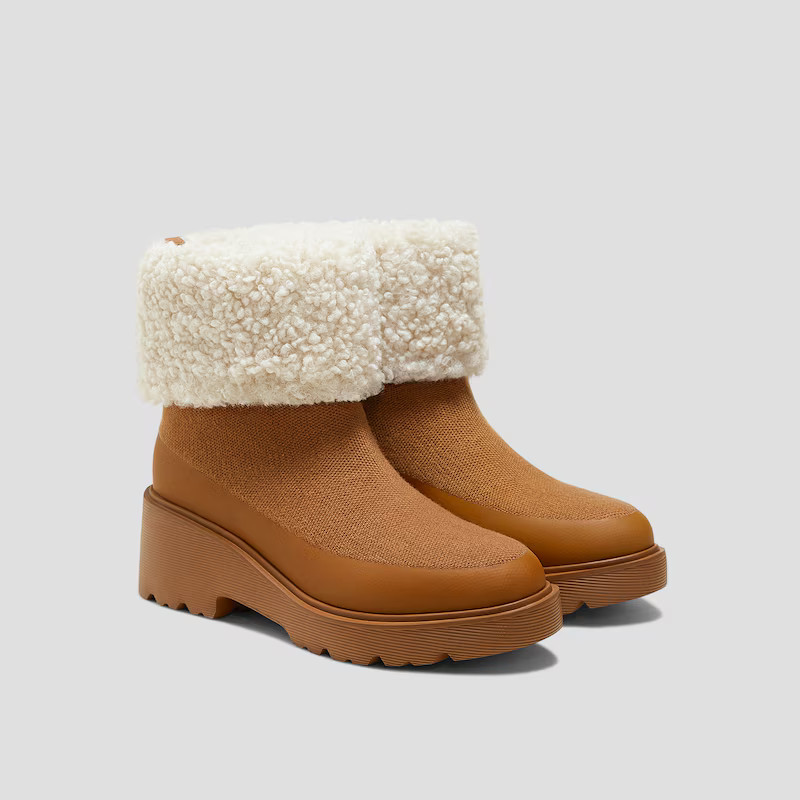 Faux Fur Platform Chunky Wedge Boots (Elaine) | VIVAIA