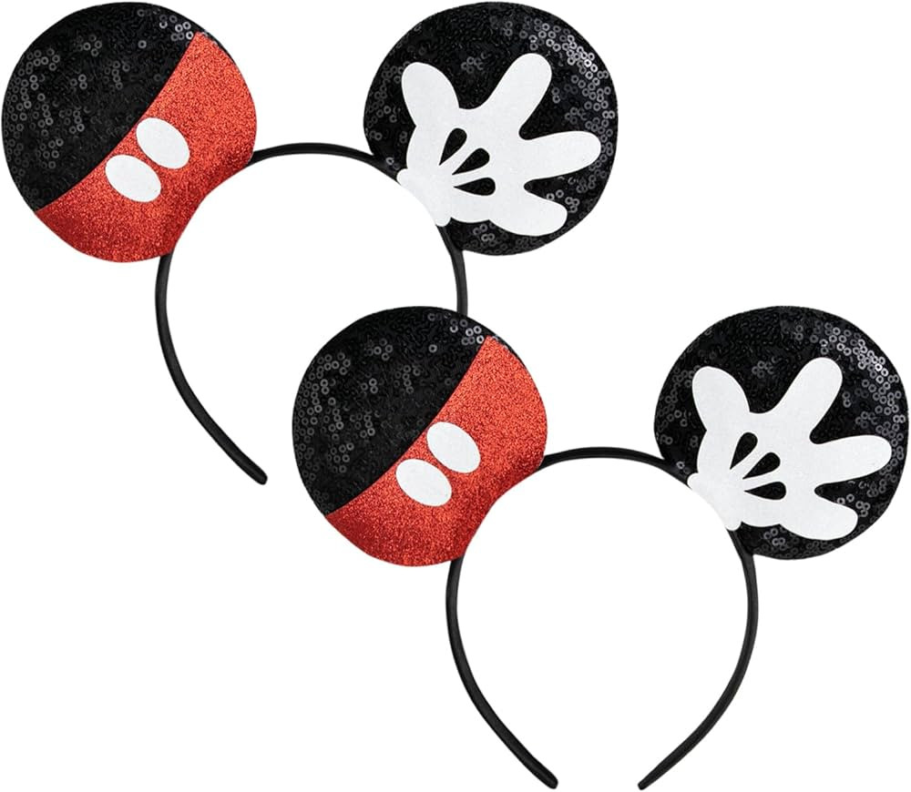 CHuangQi 2pcs Mouse Ears Headbands Shiny Bow Double-sided Sequins Glitter Hair Accessories for Bi... | Amazon (CA)