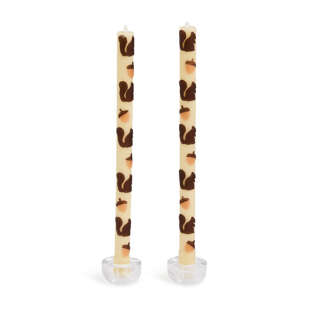 Squirrels & Acorns Dinner Candles, Set of 2 | MacKenzie-Childs