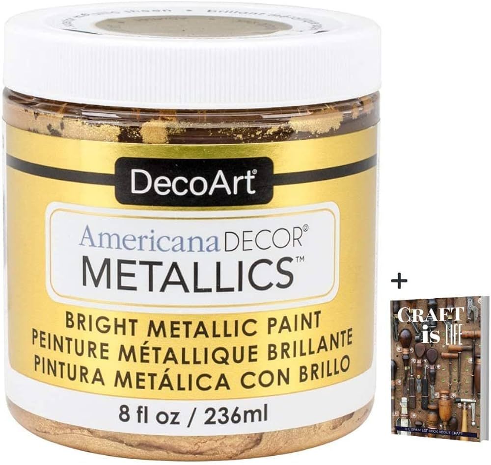 DecoArt Americana Decor Metallics 24K Gold Paint - 8oz Metallic 24K Gold Acrylic Paint - Water Ba... | Amazon (US)