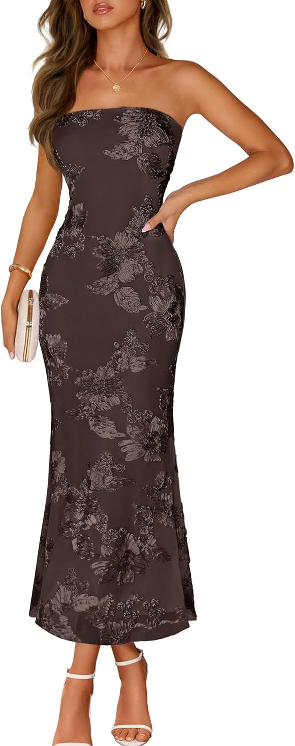 MEROKEETY Women's Summer Floral Wedding Guest Cocktail Maxi Dress | Amazon (US)