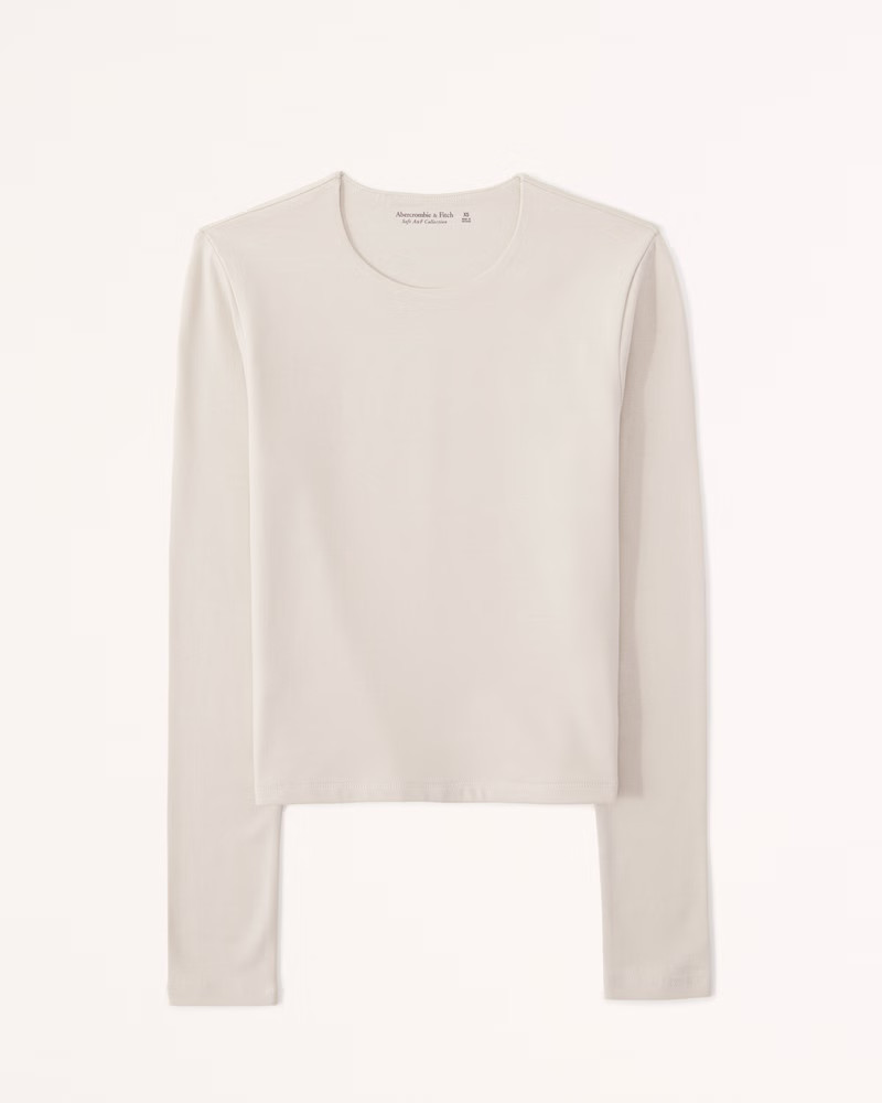 Long-Sleeve Cotton Seamless Fabric Crew Top | Abercrombie & Fitch (US)