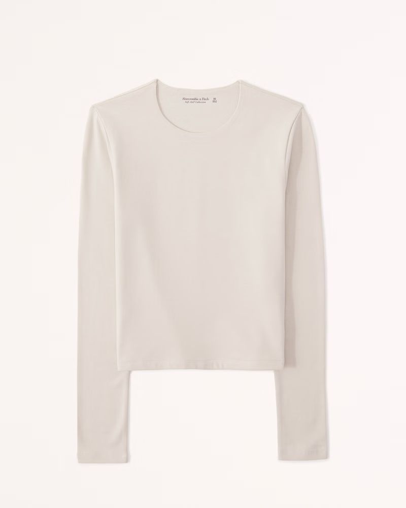 Women's Long-Sleeve Cotton Seamless Fabric Crew Top | Women's Tops | Abercrombie.com | Abercrombie & Fitch (US)