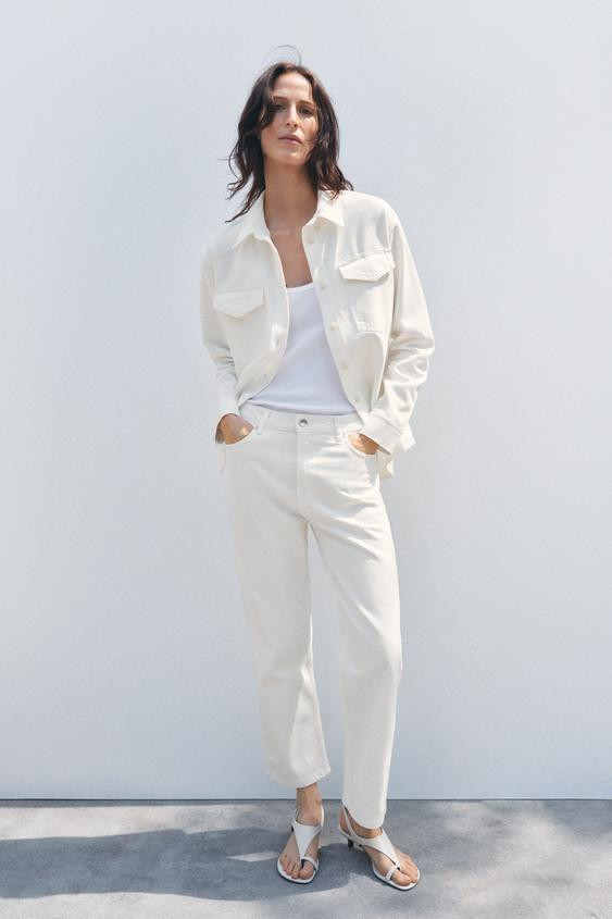 ZW COLLECTION CROPPED STRAIGHT HIGH-WAIST JEANS | Zara UK