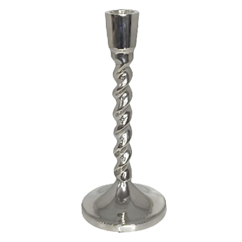 Twisted Silver Taper Candle Holder, 8" | At Home