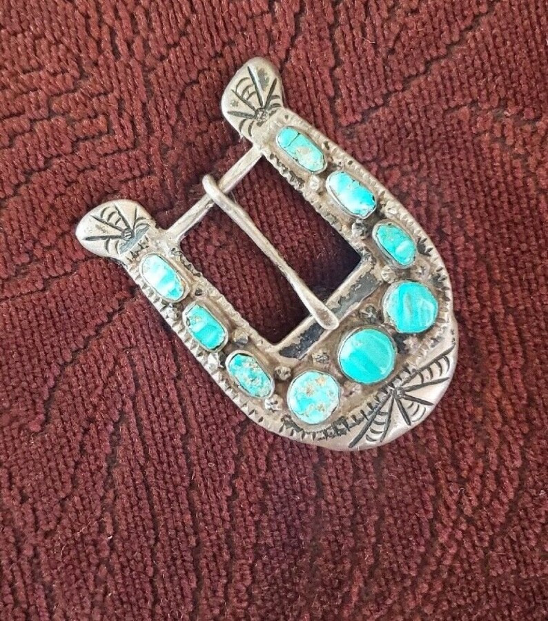 Vintage Navajo Horseshoe Sterling Silver and Turquise Belt - Etsy | Etsy (US)