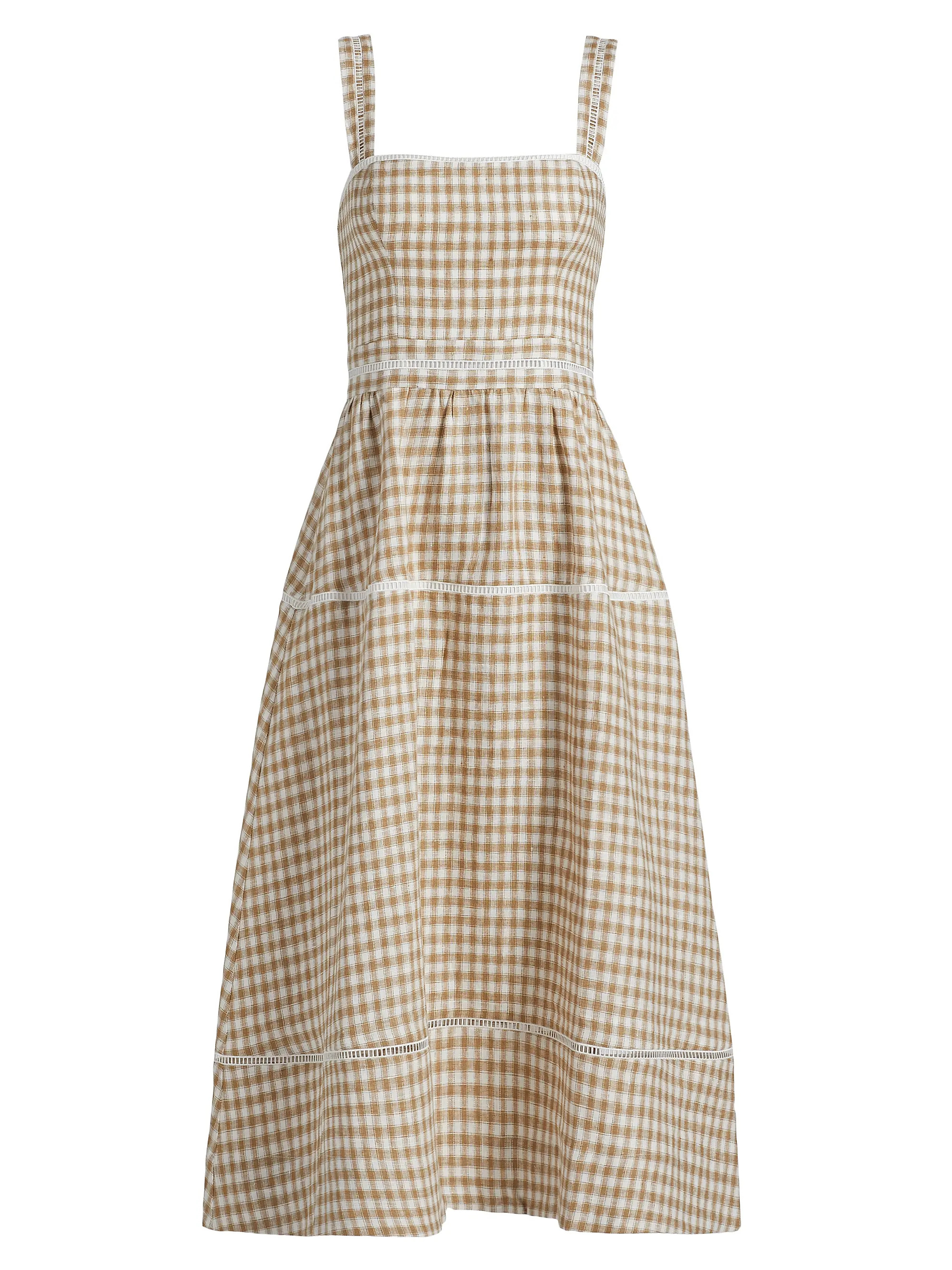 Everett Gingham Linen Midi-Dress | Saks Fifth Avenue
