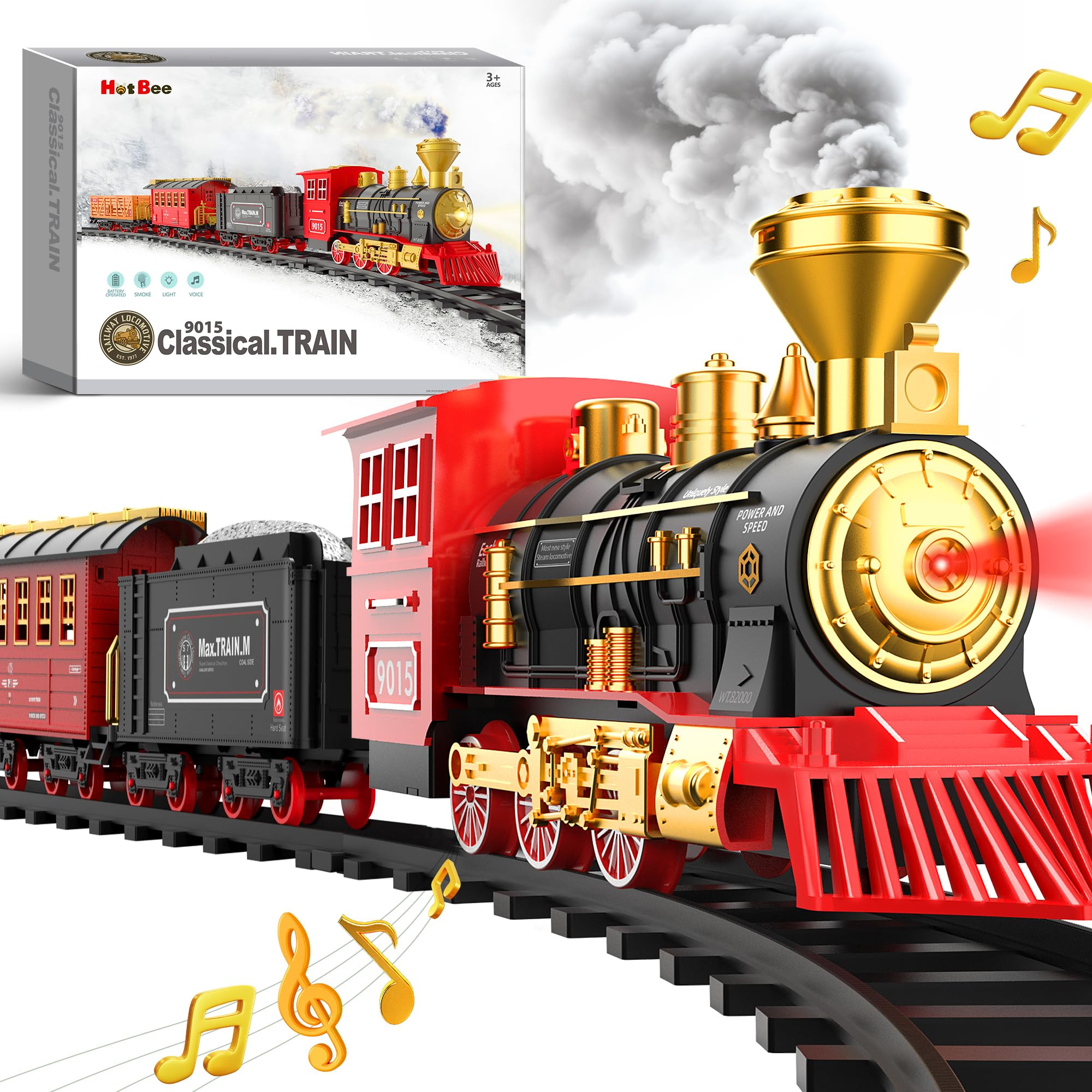 Hot Bee Train Set - Train Toys for Boys with Smokes, Lights and Sound, Toy Train Set for Under Ch... | Amazon (US)
