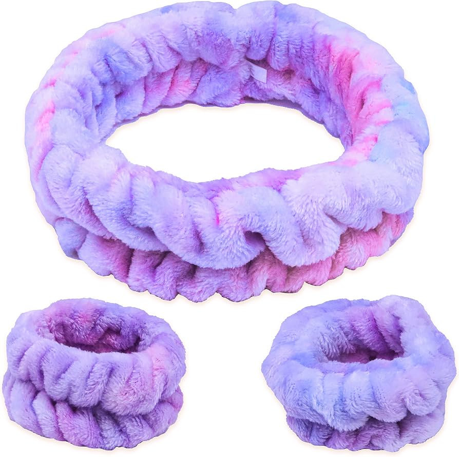 FROG SAC Puffy Spa Headband and Wristbands for Face Washing, Fuzzy Skincare Headbands for Women, ... | Amazon (US)