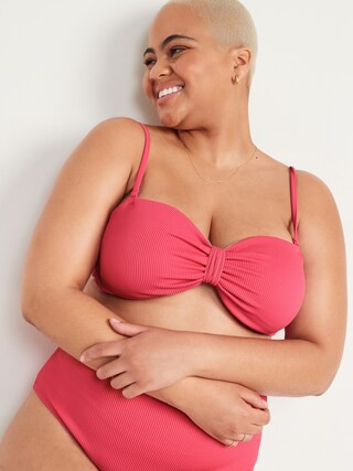 Textured-Rib Cinch-Front Bikini Swim Top for Women | Old Navy (US)