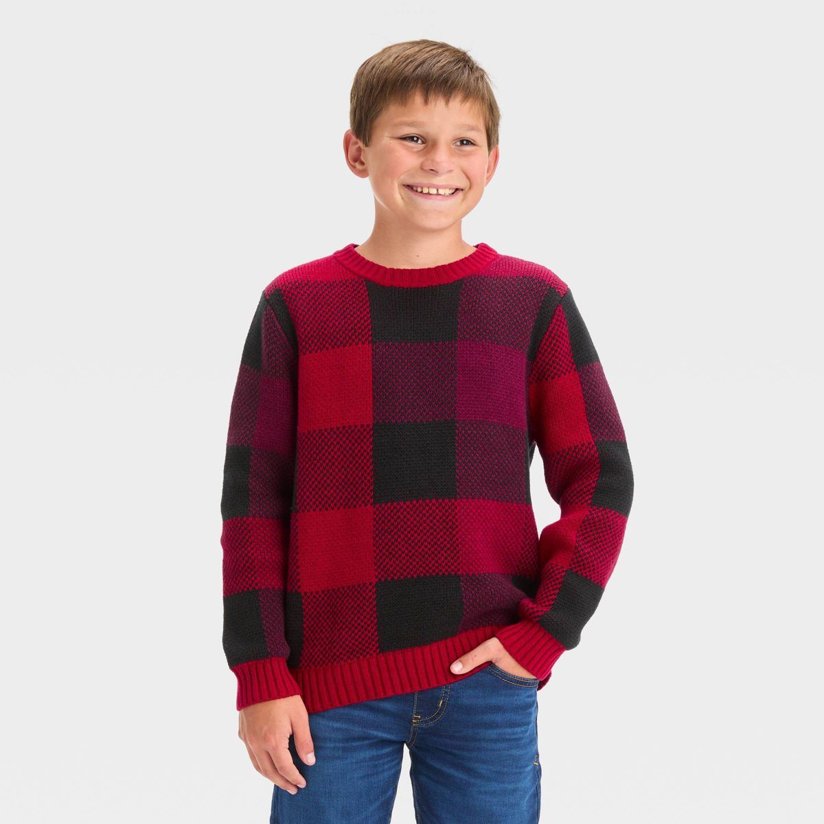 Boys' Buffalo Checkered Pullover Sweater - Cat & Jack™ Red | Target