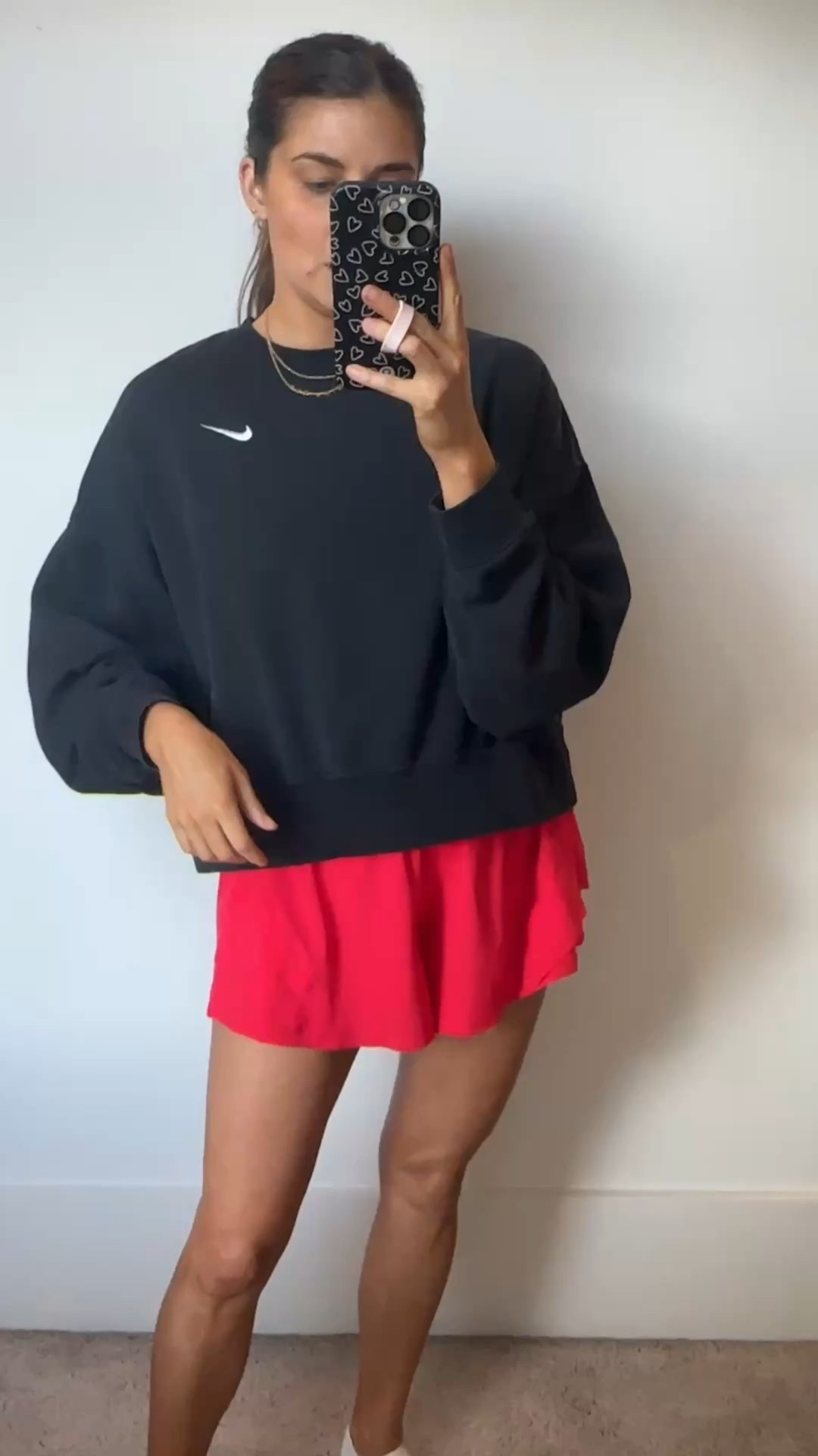 Sweater runs oversized I’m in a small 
Shorts in a 4 - shake it out 

#LTKSeasonal #LTKActive #LTKStyleTip