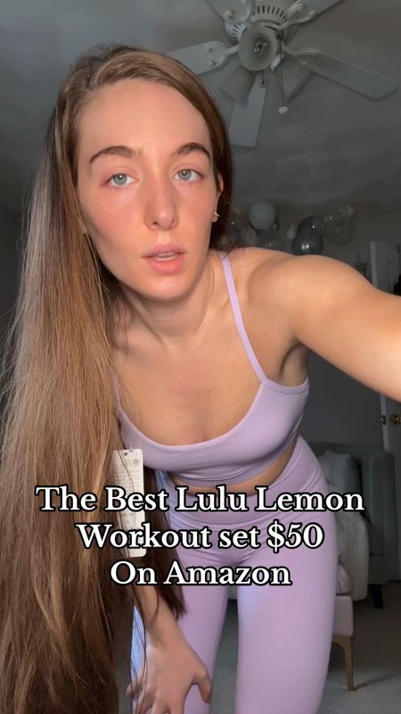 Lulu lemon inspired workout set on Amazon. Lilac lavender workout set. Purple workout sports bra and leggings. CRZ YOGA Amazon fashion workout brand. Buttery soft workout wear. Lulu lemon align leggings dupe. 

#LTKfindsunder50 #LTKSeasonal #LTKworkwear