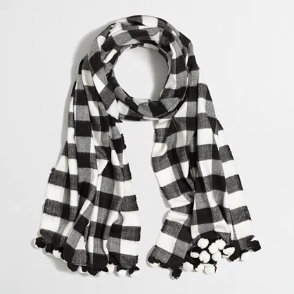Plaid pom-pom scarf | J.Crew Factory